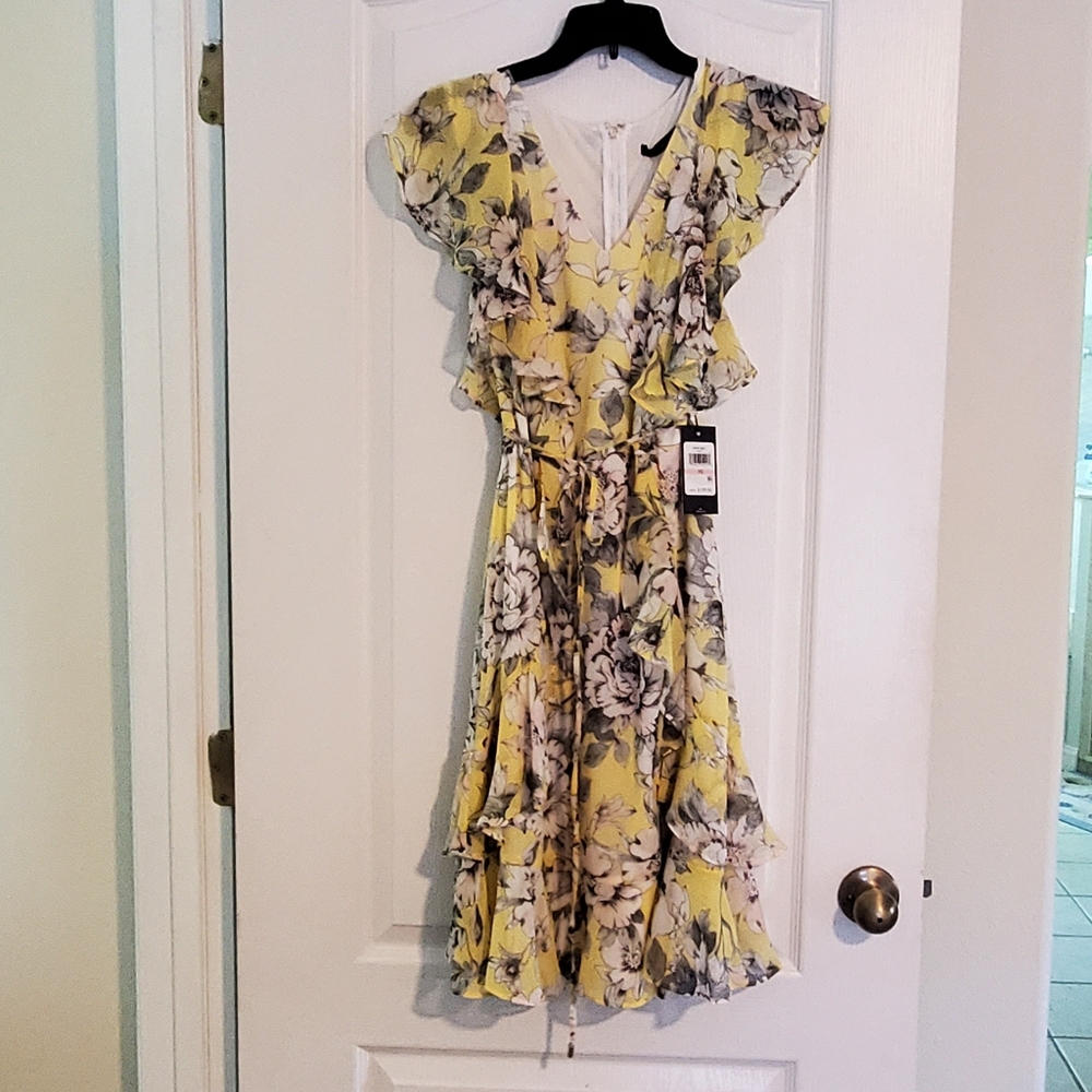 NWT Tommy Hilfiger Yellow Floral Midi Dress